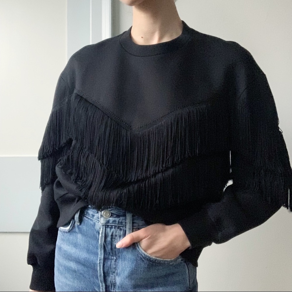 Stella McCartney Black Fringe Sweatshirt - Picture 1 of 8